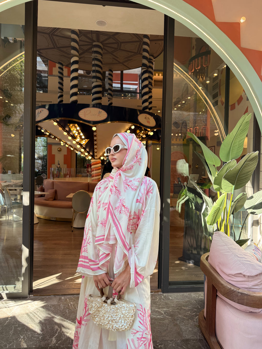 Pamuklu abaya pembe