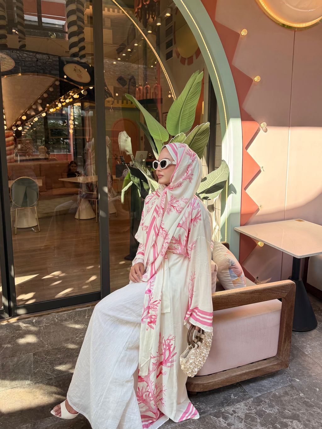 Pamuklu abaya pembe