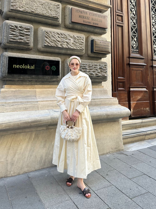 Ceket elbise tereyağ sarısı