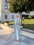 Desenli abaya şal dahil siyah