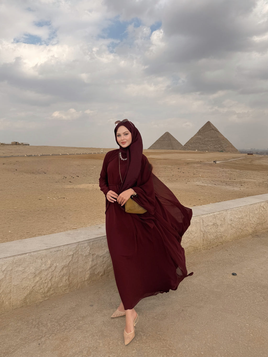 şal dahil abaya bordo