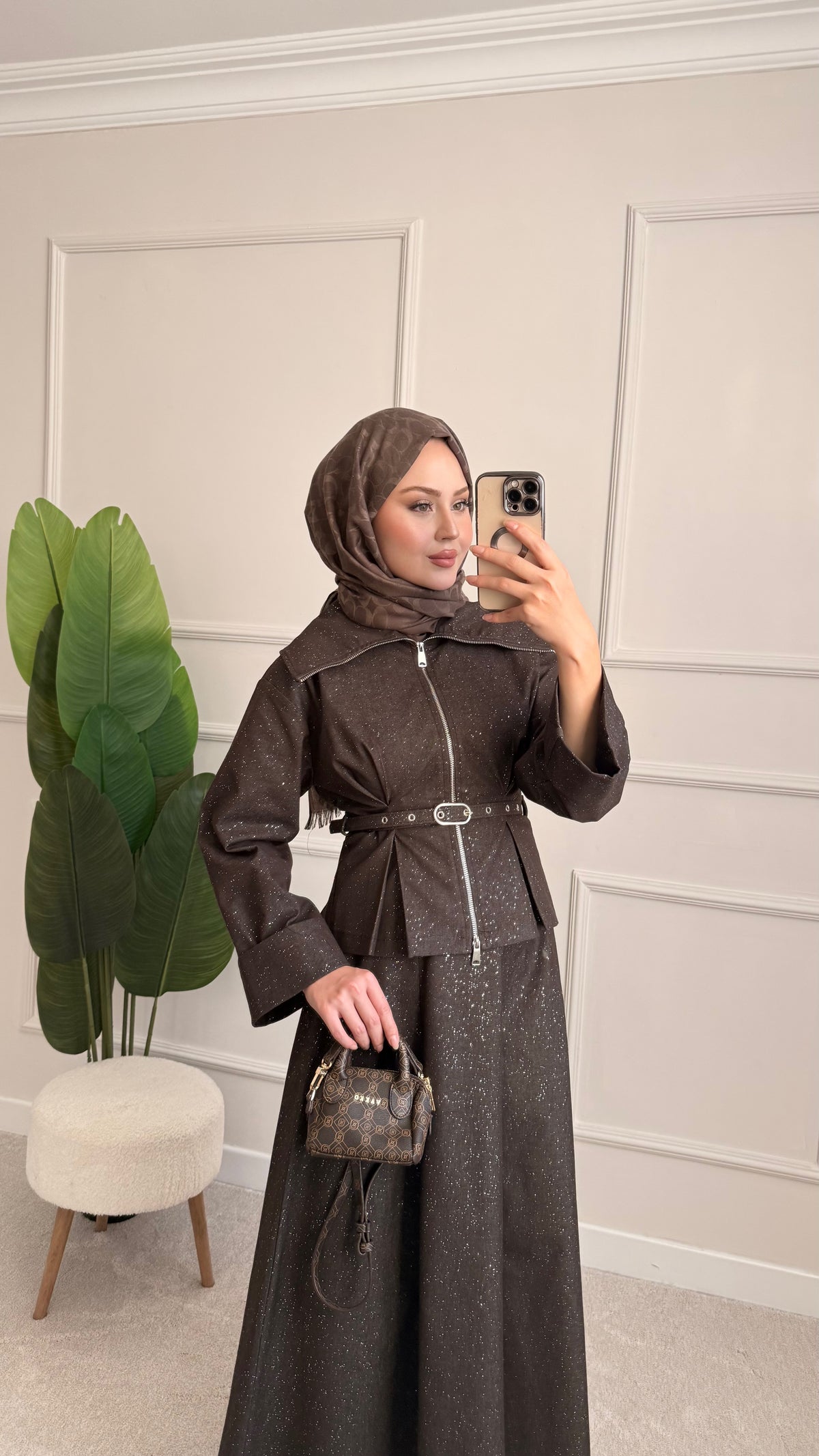 Simli denim takım