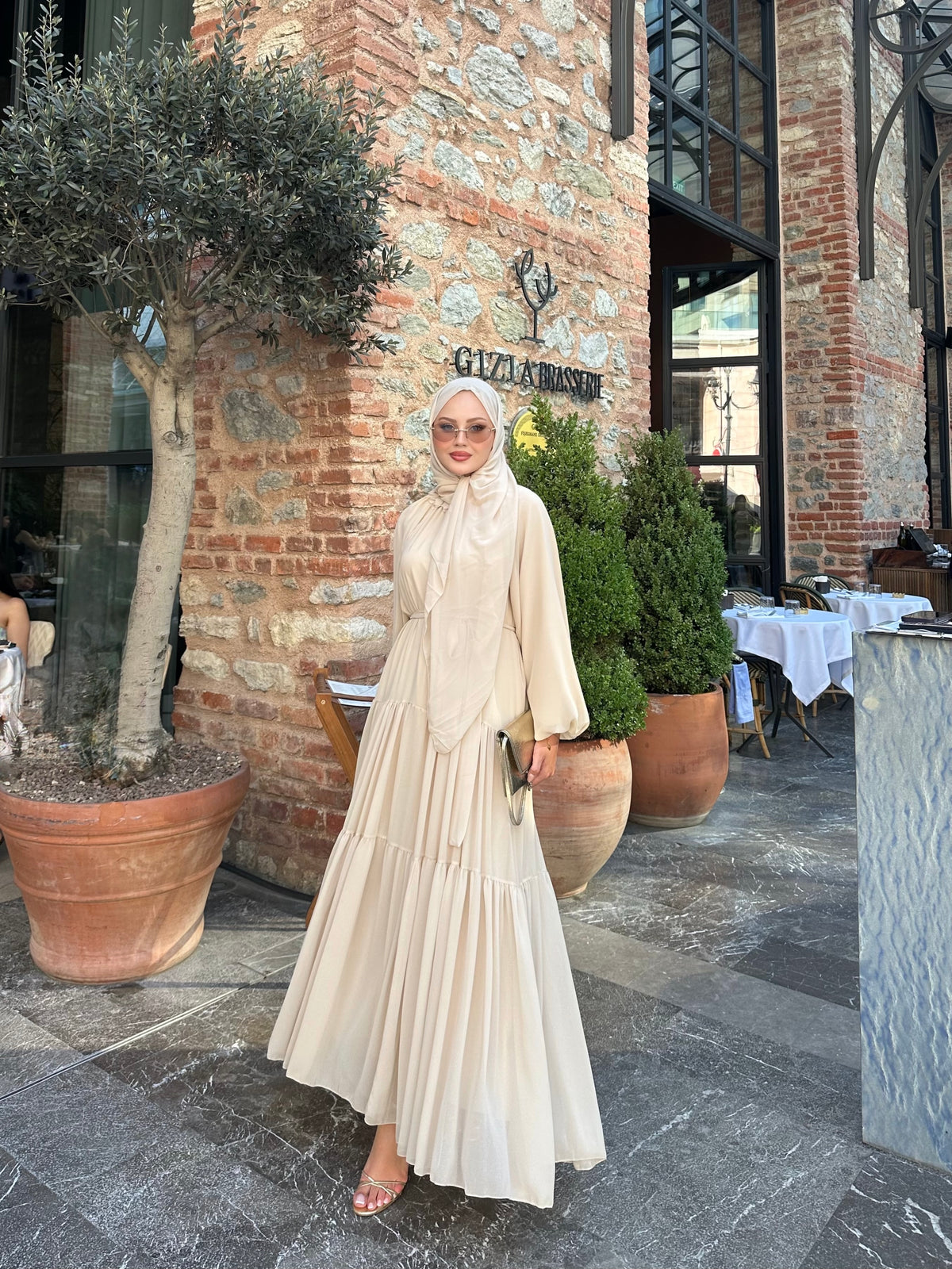 Rosa abaya taş (şal dahil)