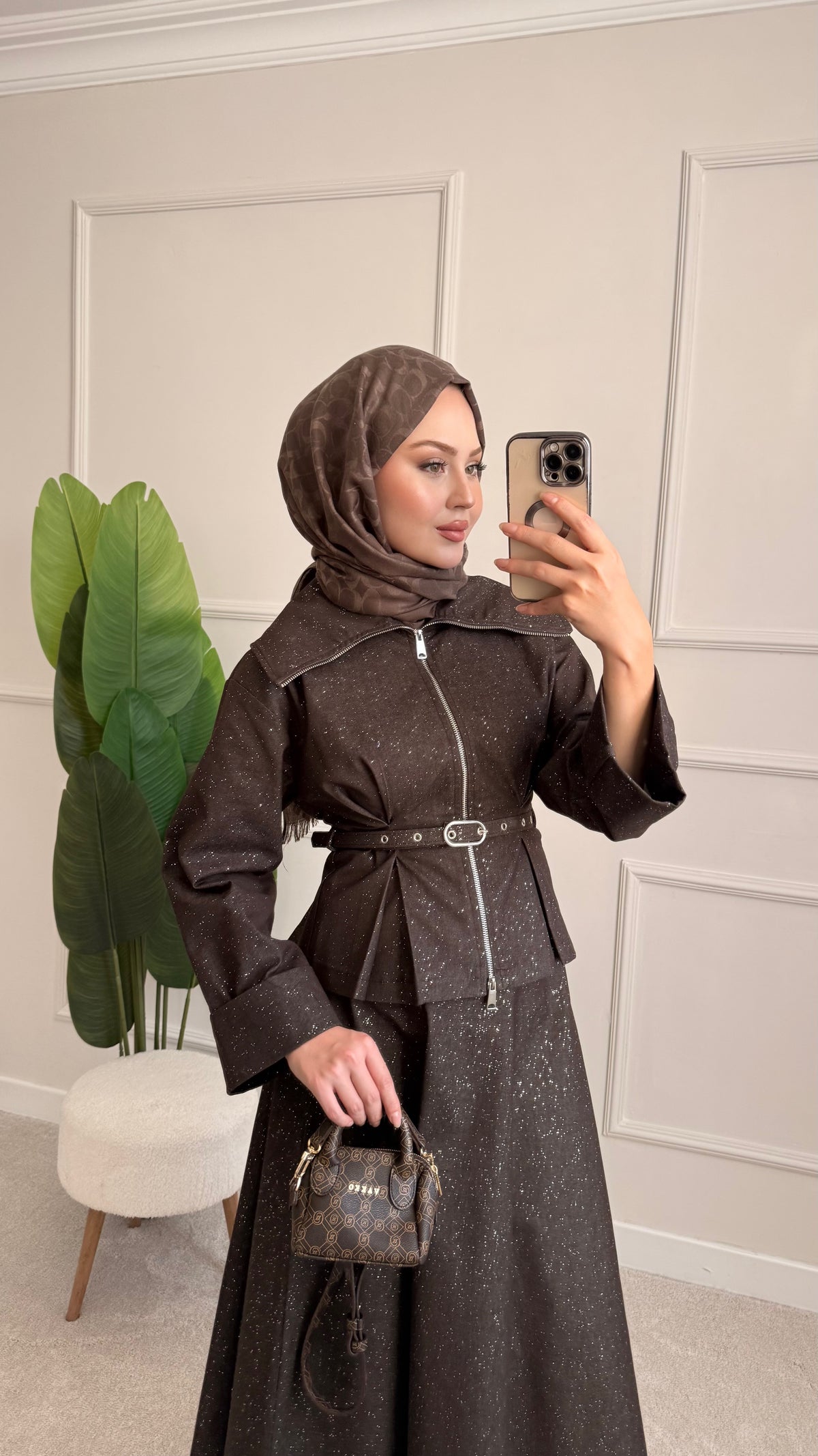 Simli denim takım