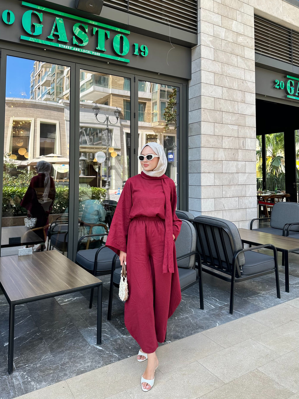 Şalvar model takım bordo