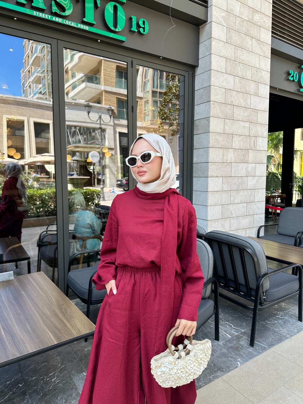 Şalvar model takım bordo