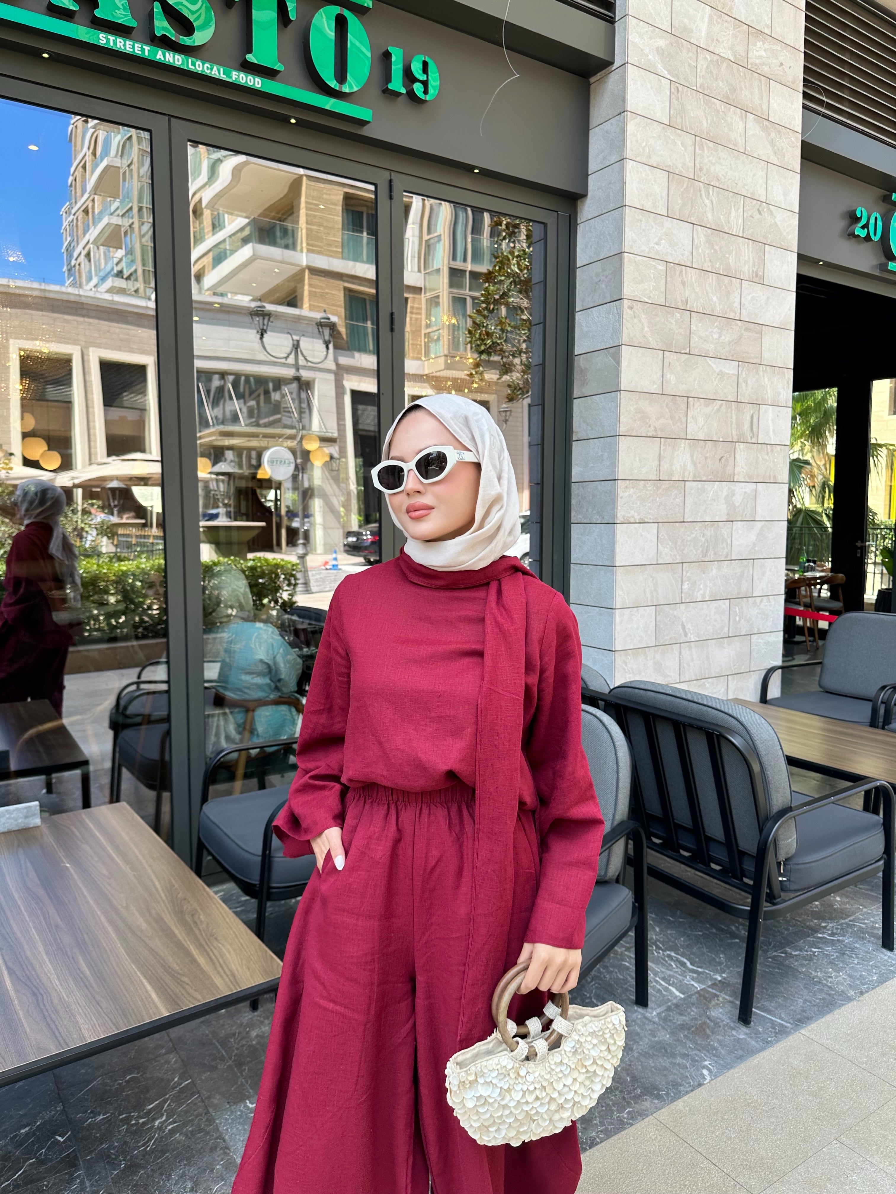 Şalvar model takım bordo