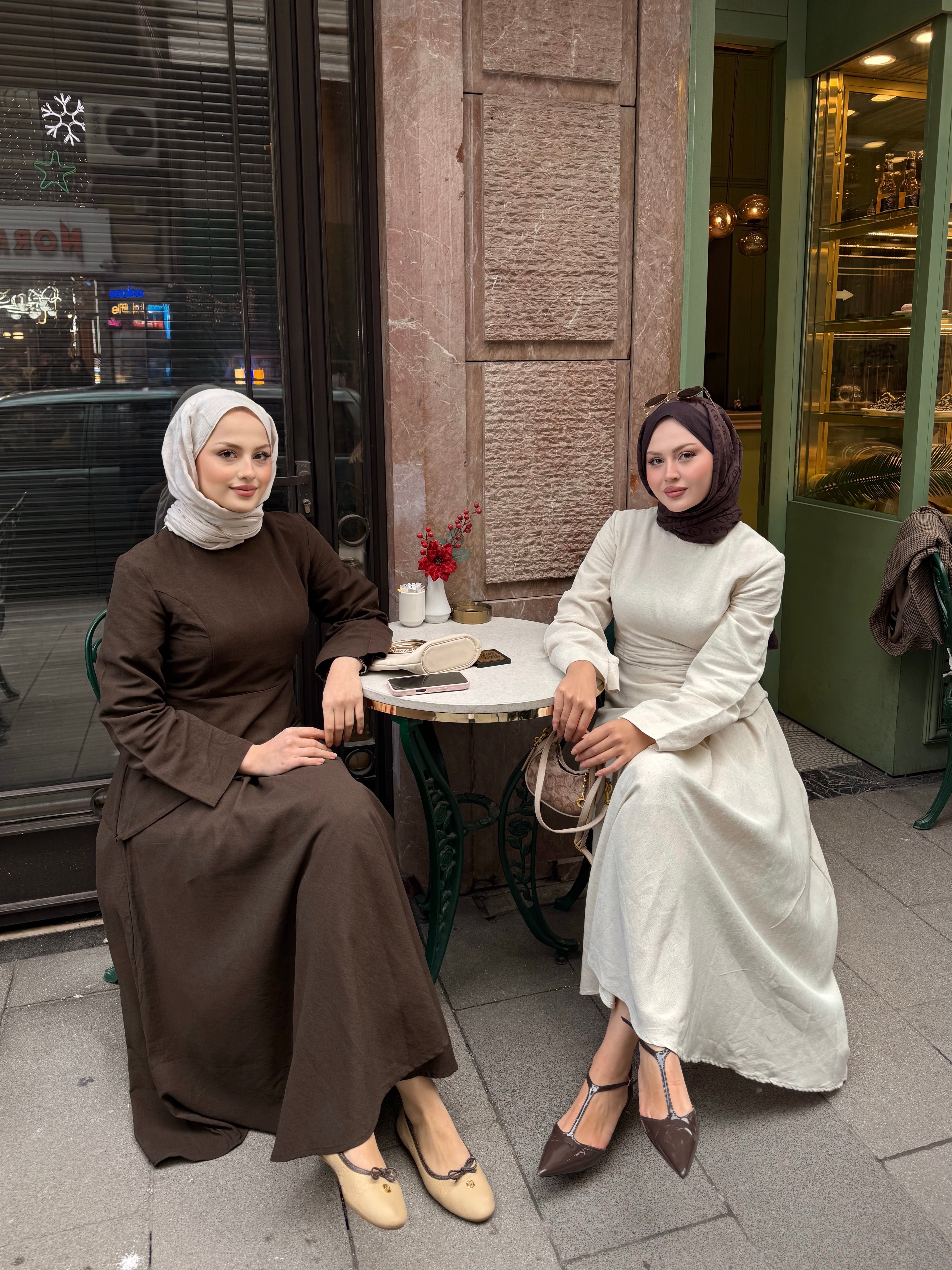 Keten etekli takım kahve