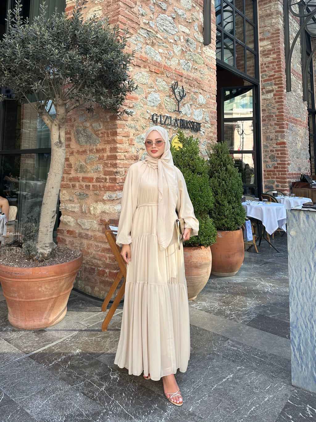 Rosa abaya taş (şal dahil)