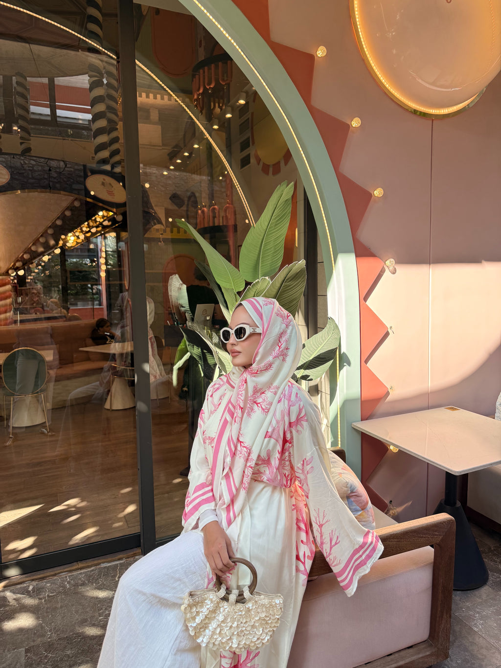 Pamuklu abaya pembe