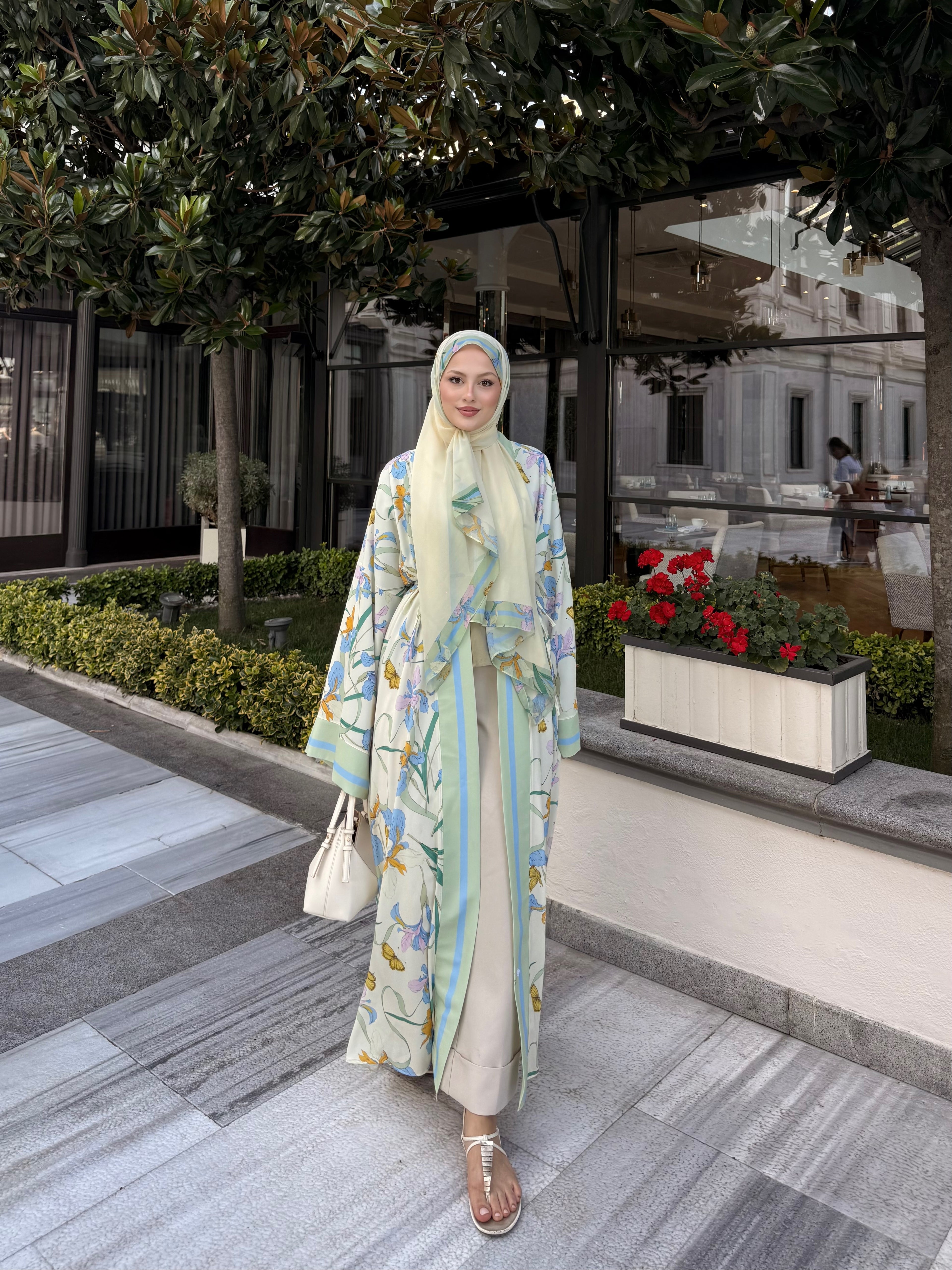 Şallı abaya yeşil