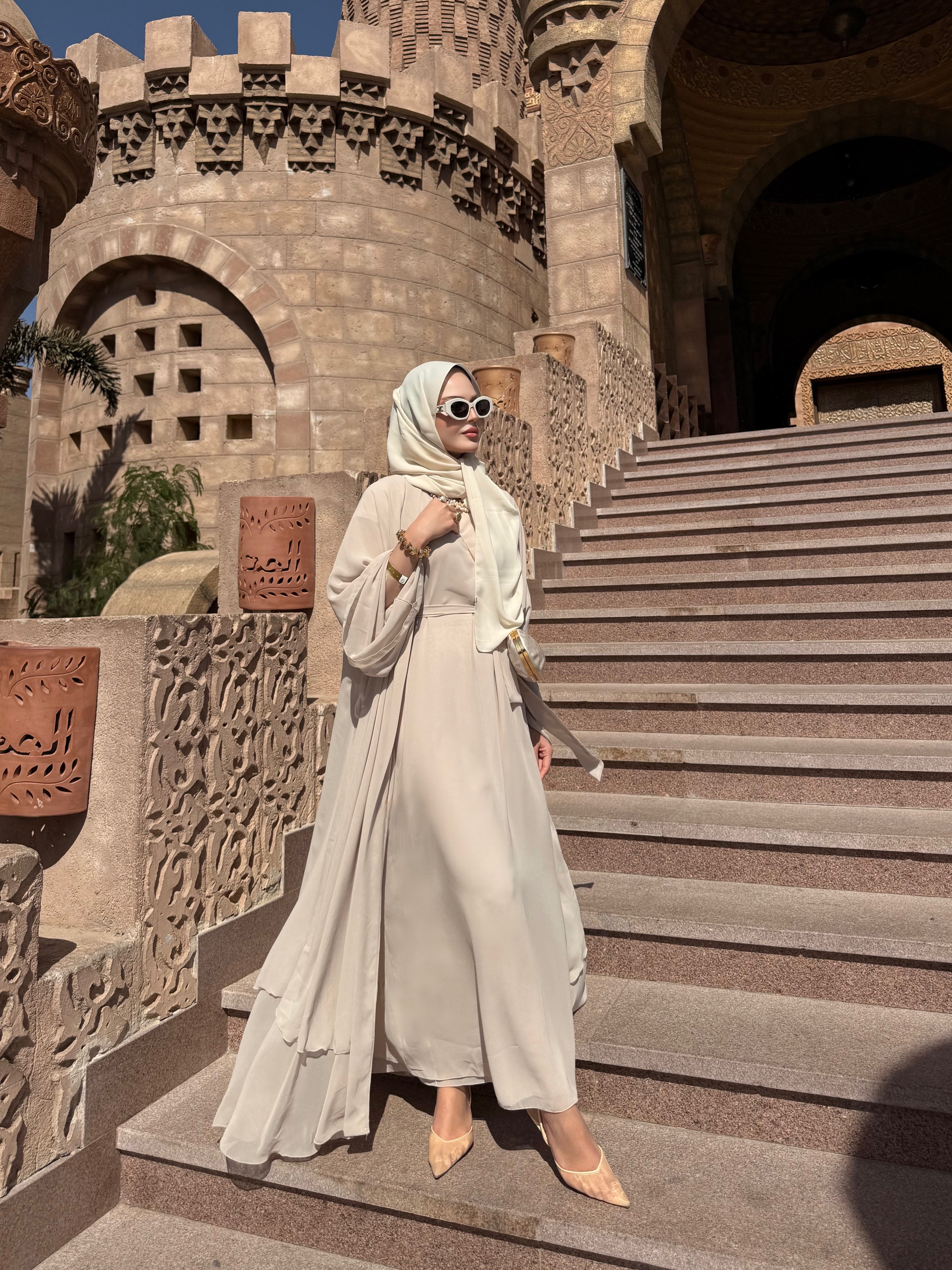 Şal dahil abaya krem
