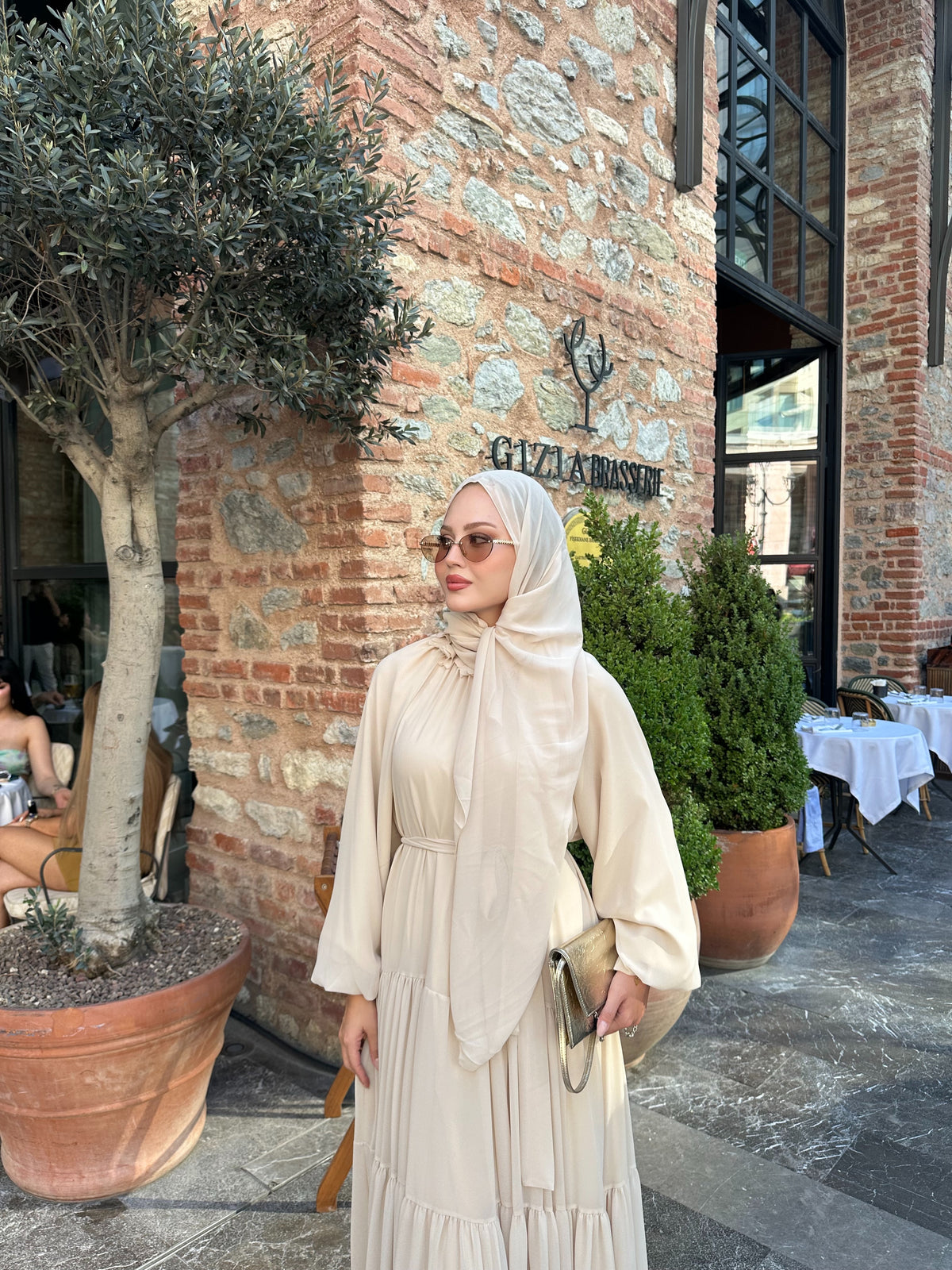 Rosa abaya taş (şal dahil)