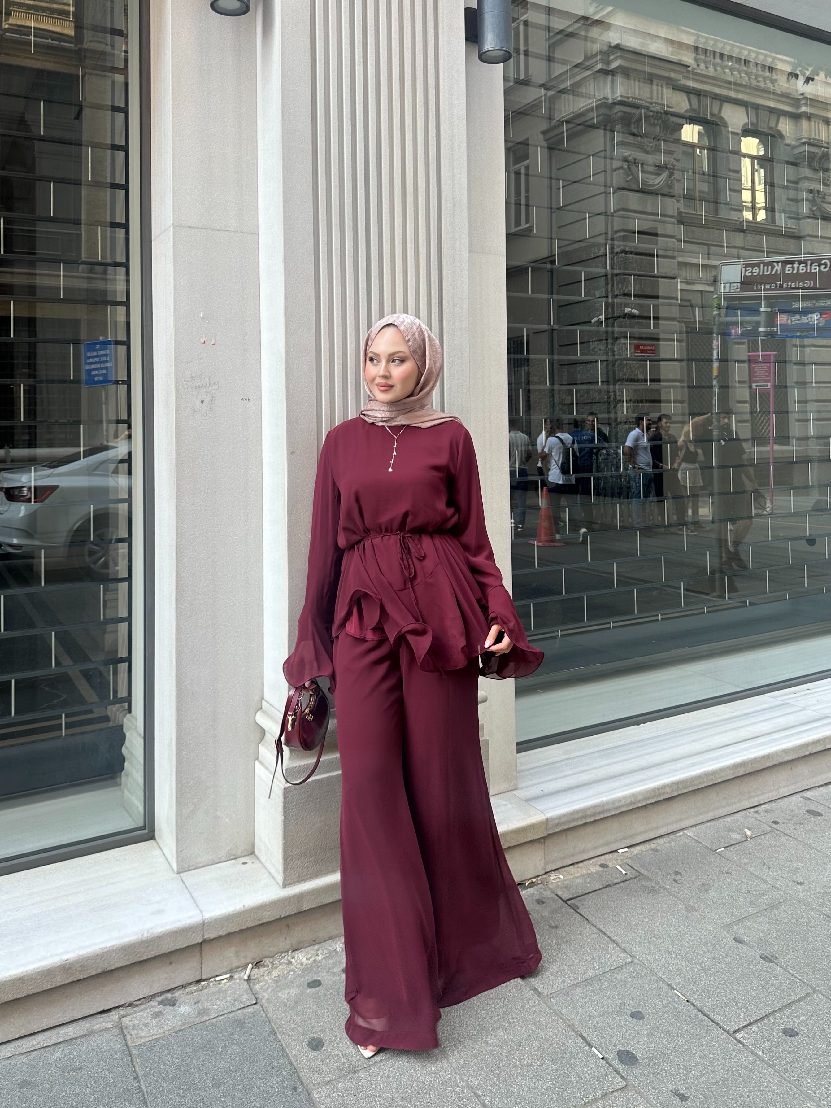 Şifon rüya takım bordo