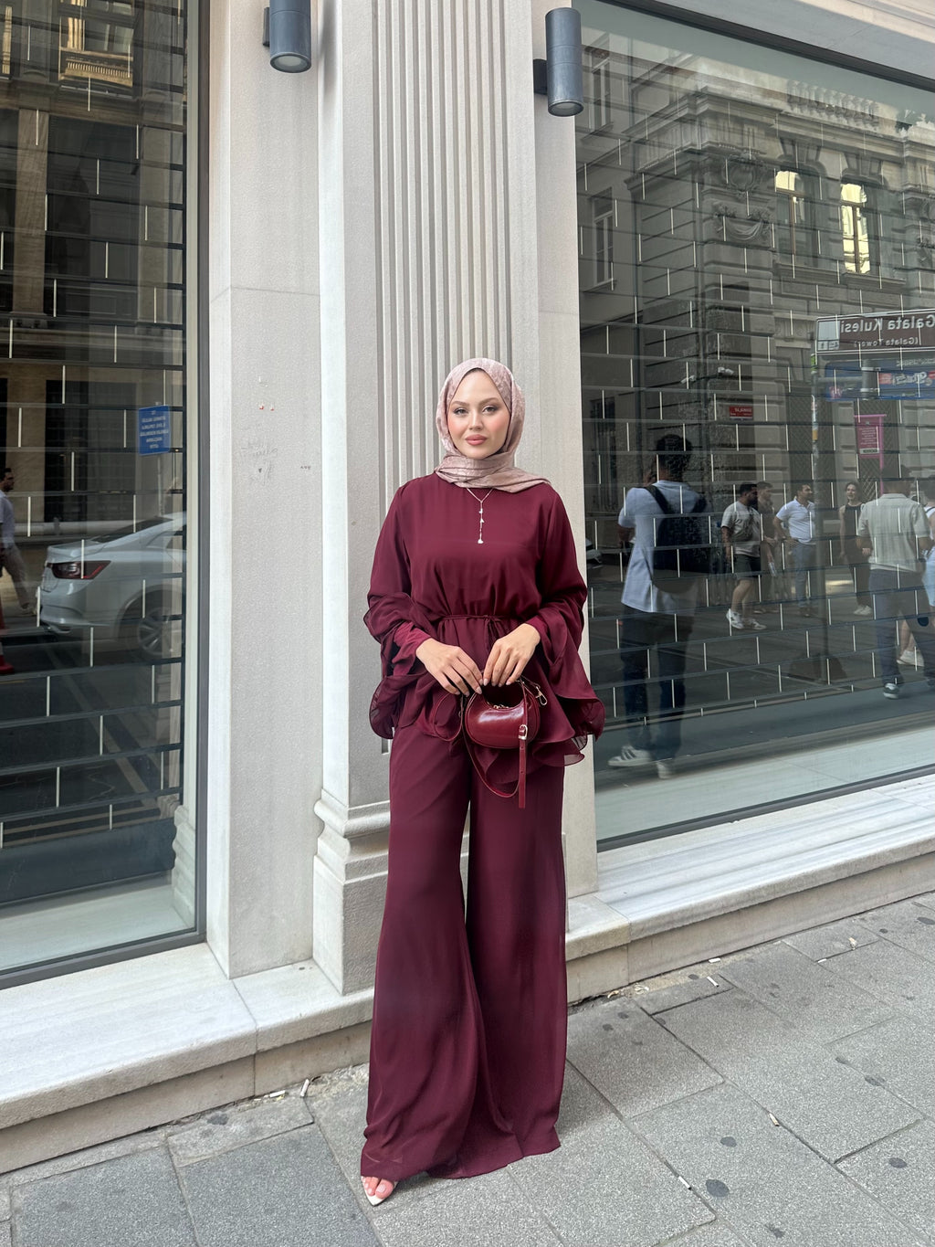 Şifon rüya takım bordo
