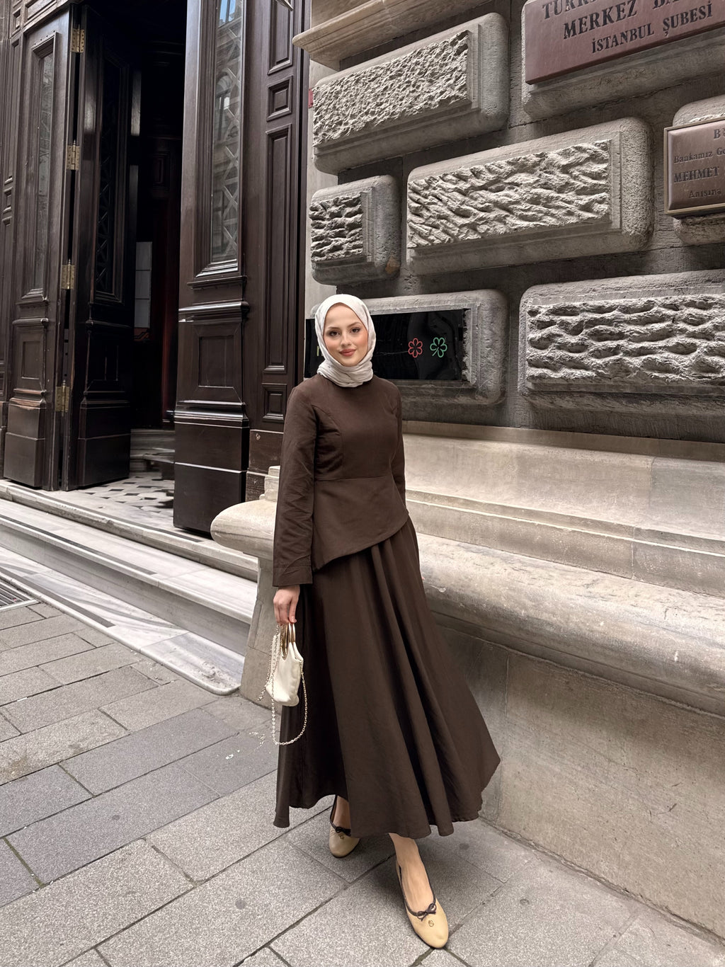 Keten etekli takım kahve