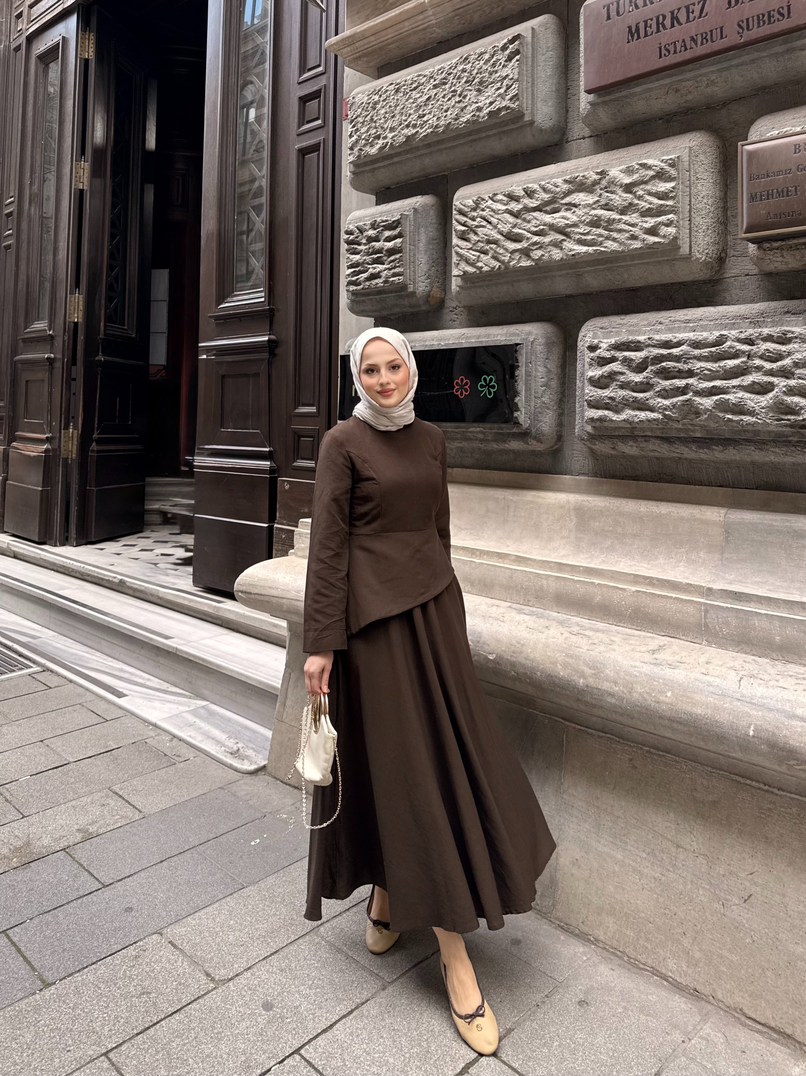 Keten etekli takım kahve