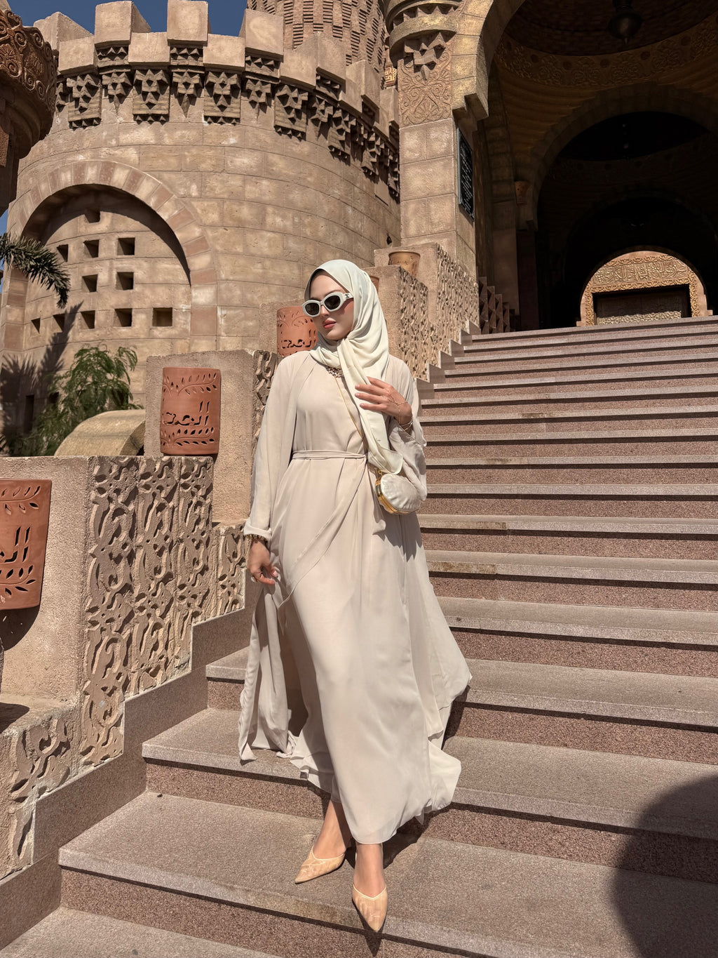 Şal dahil abaya krem