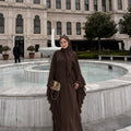 Fırfırlı Abaya Krem Kahverengi