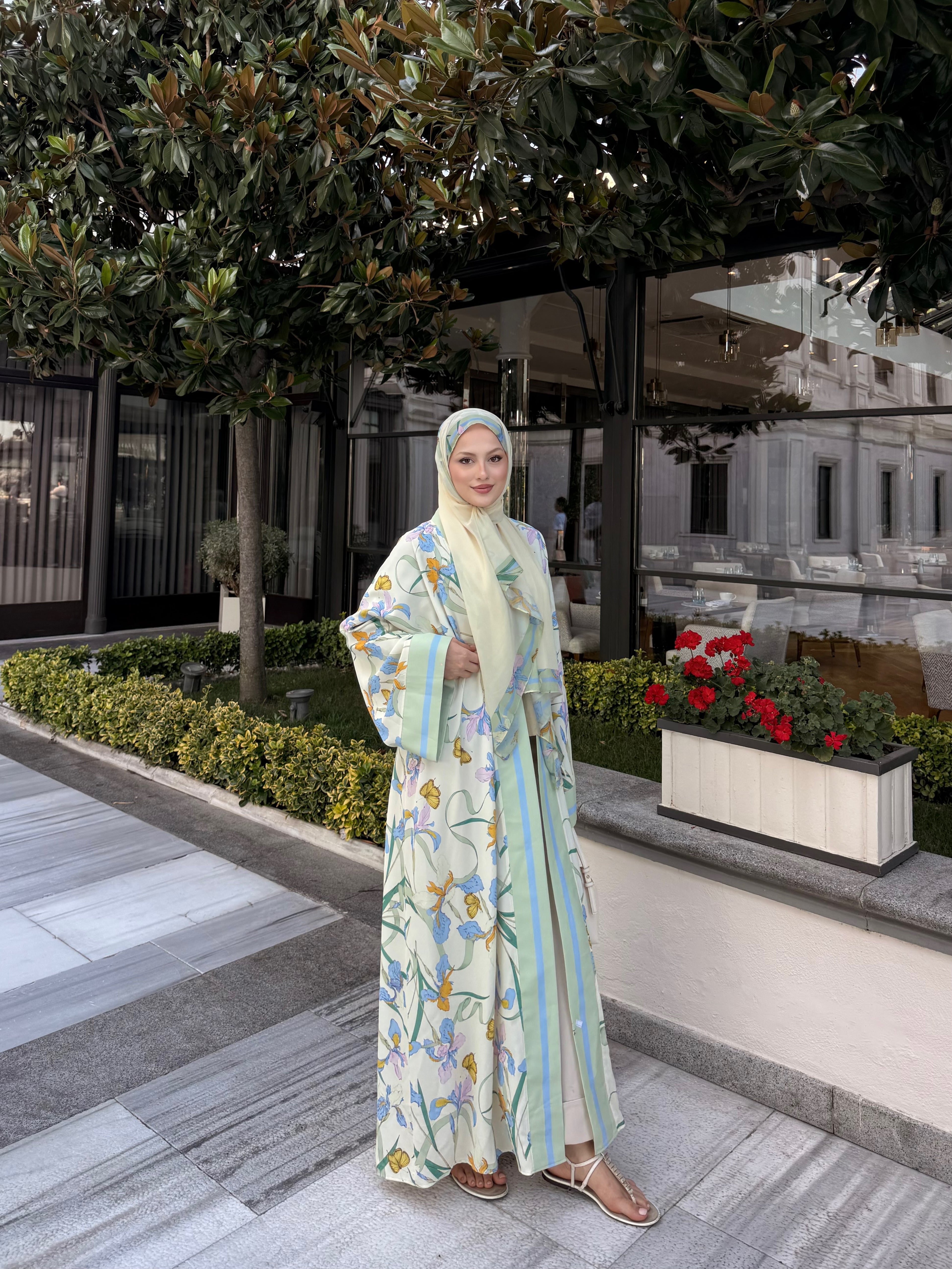 Şallı abaya yeşil