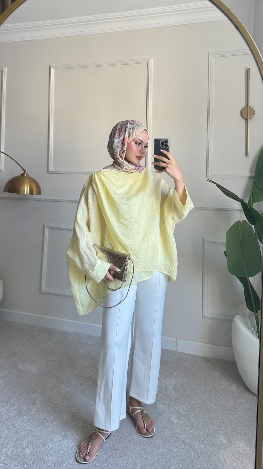 Şal yaka detaylı tunik sarı