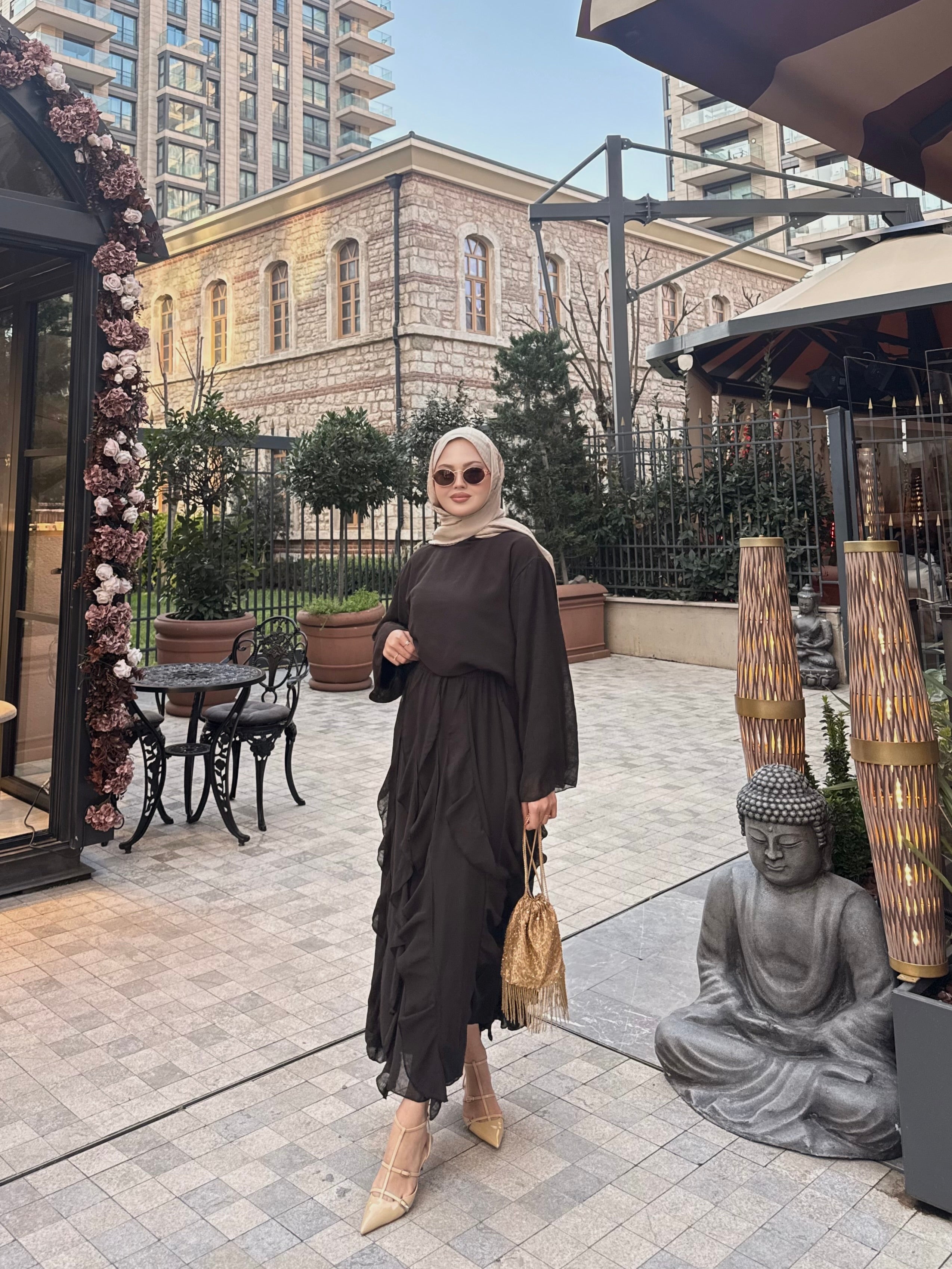 Elena takım kahverengi