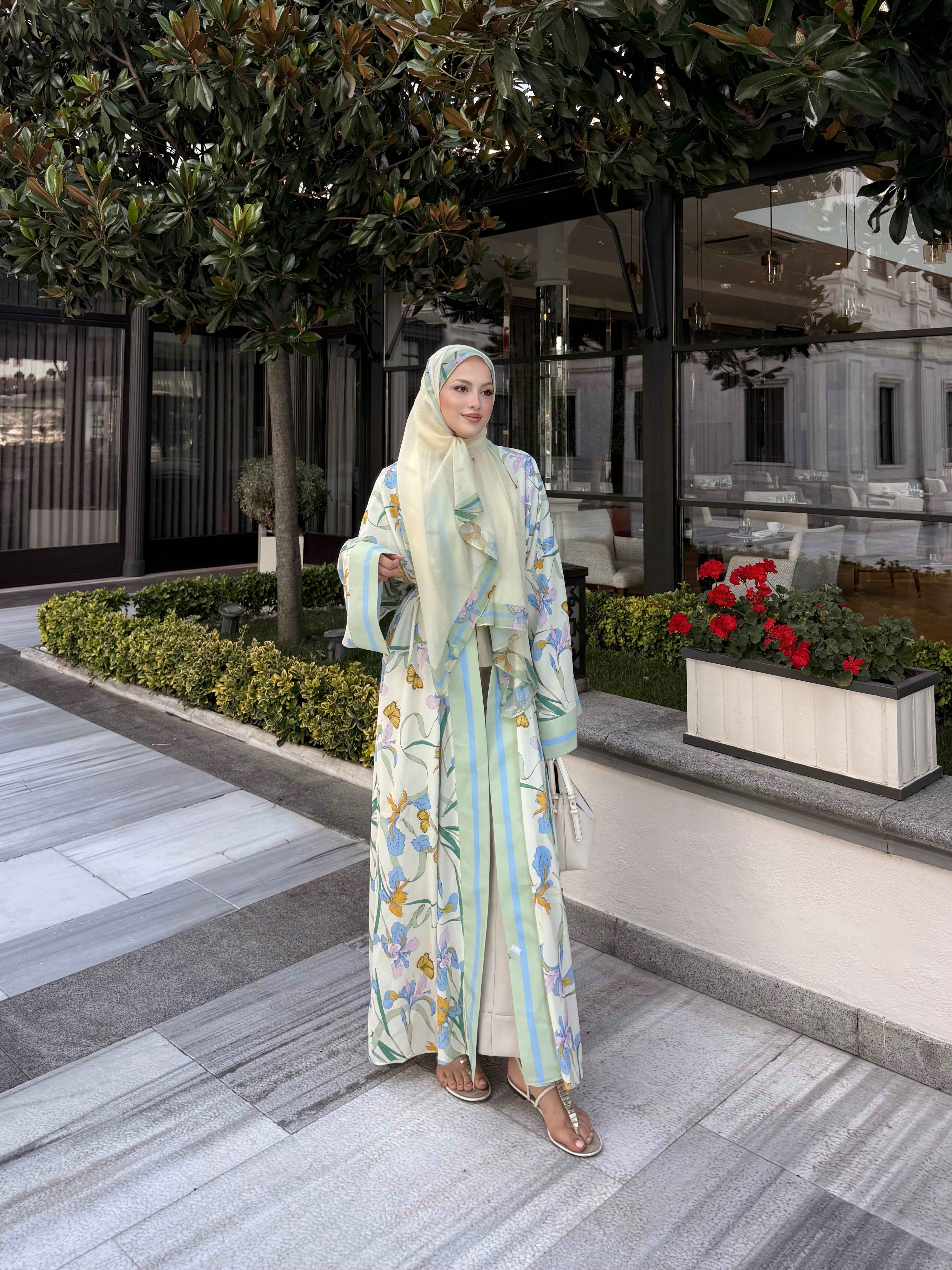 Şallı abaya yeşil