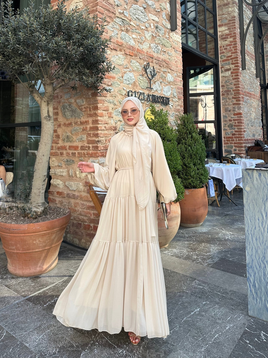Rosa abaya taş (şal dahil)