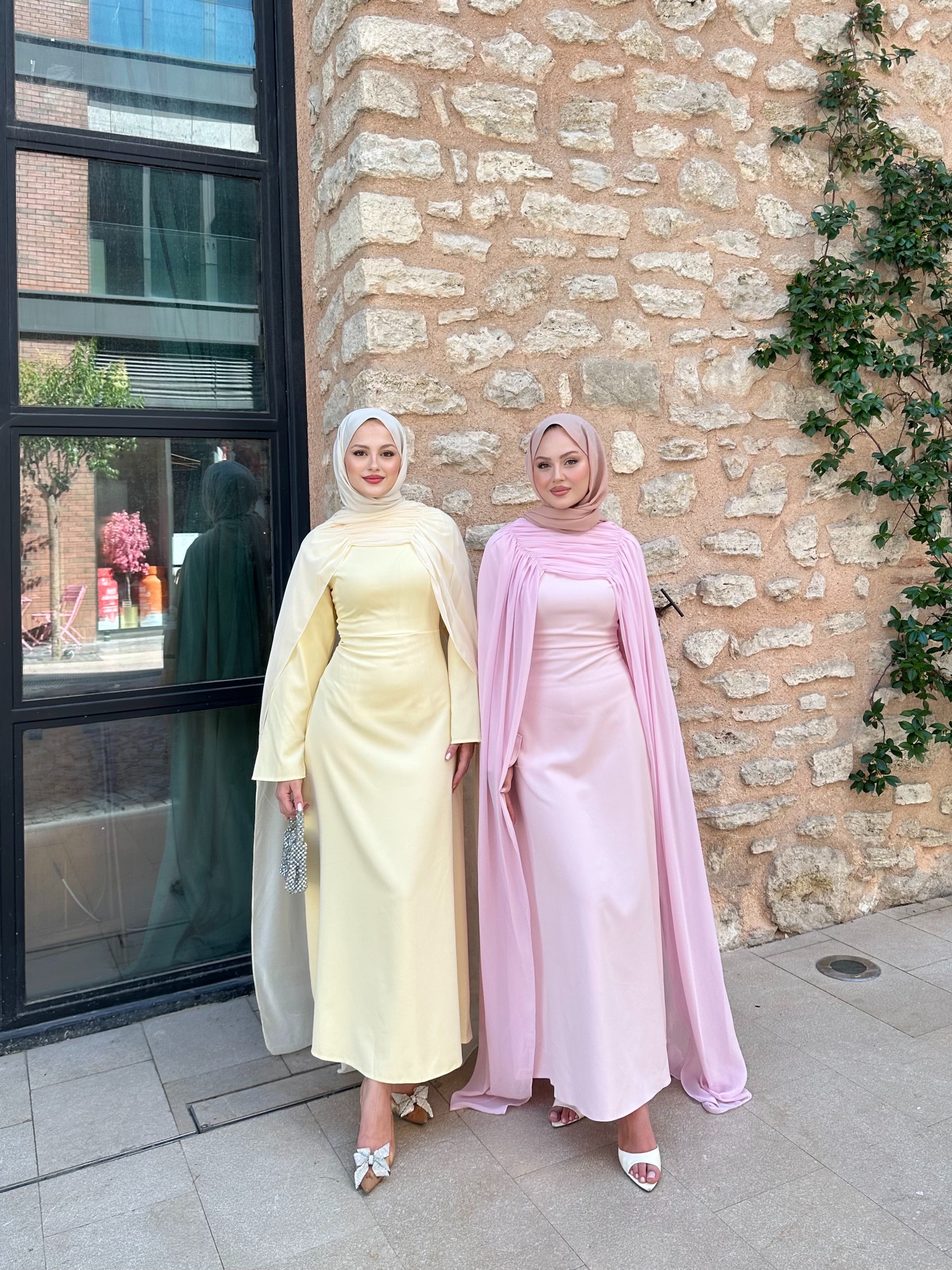 Pelerin abiye tereyağ sarısı