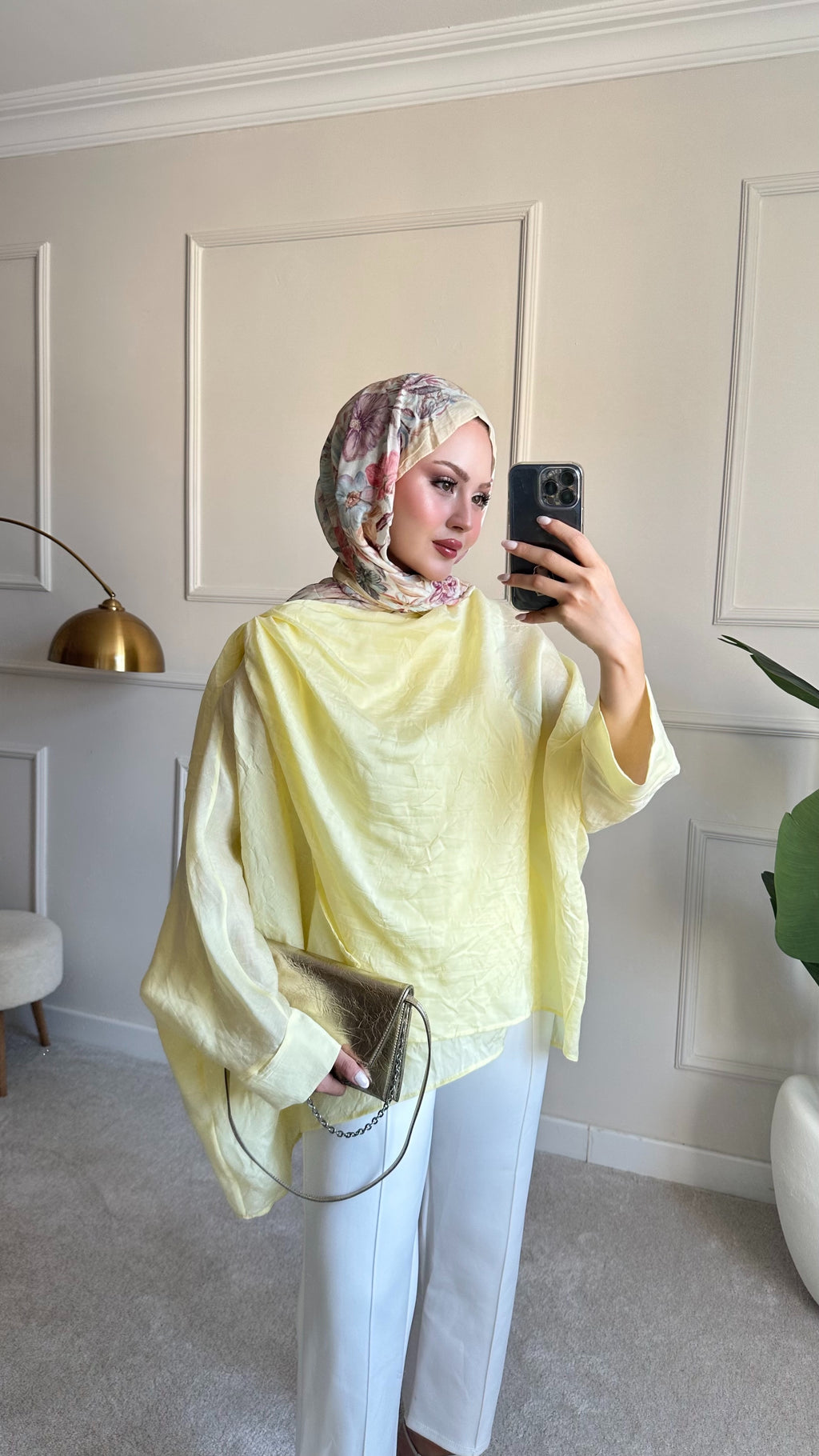 Şal yaka detaylı tunik sarı