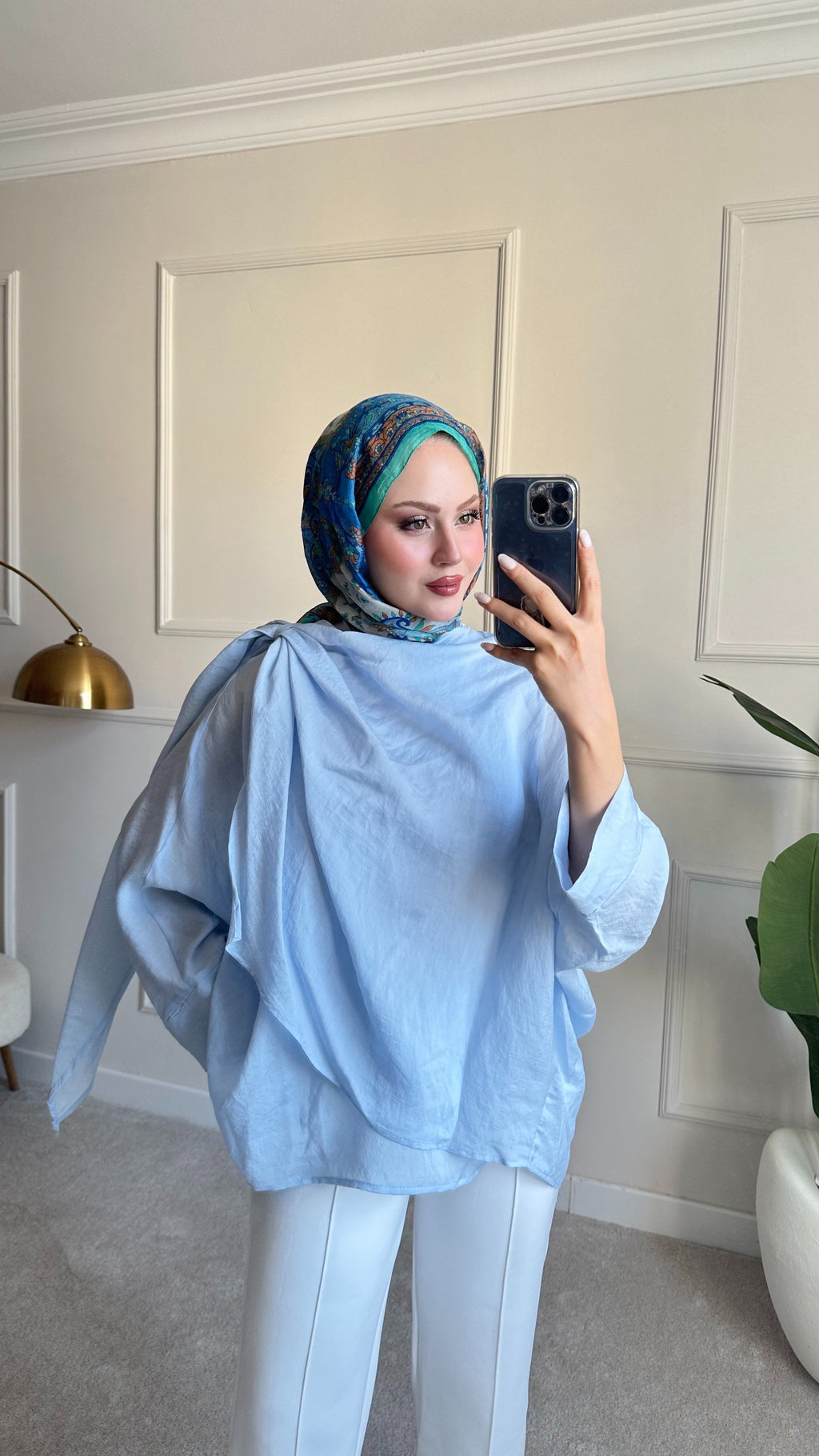 Şal yaka detaylı tunik bebe mavisi
