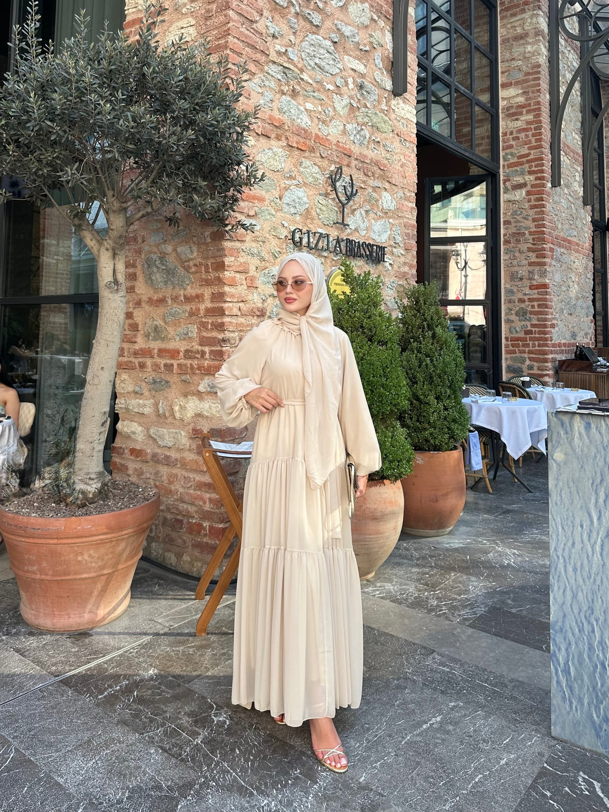 Rosa abaya taş (şal dahil)