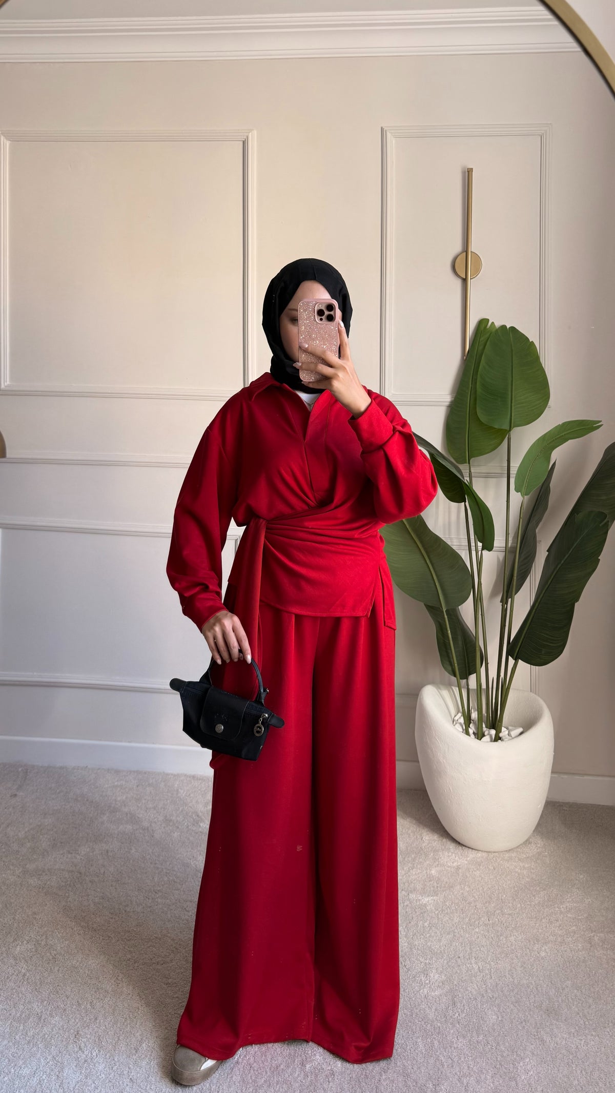 Bağlama detaylı oysho takım kırmızı