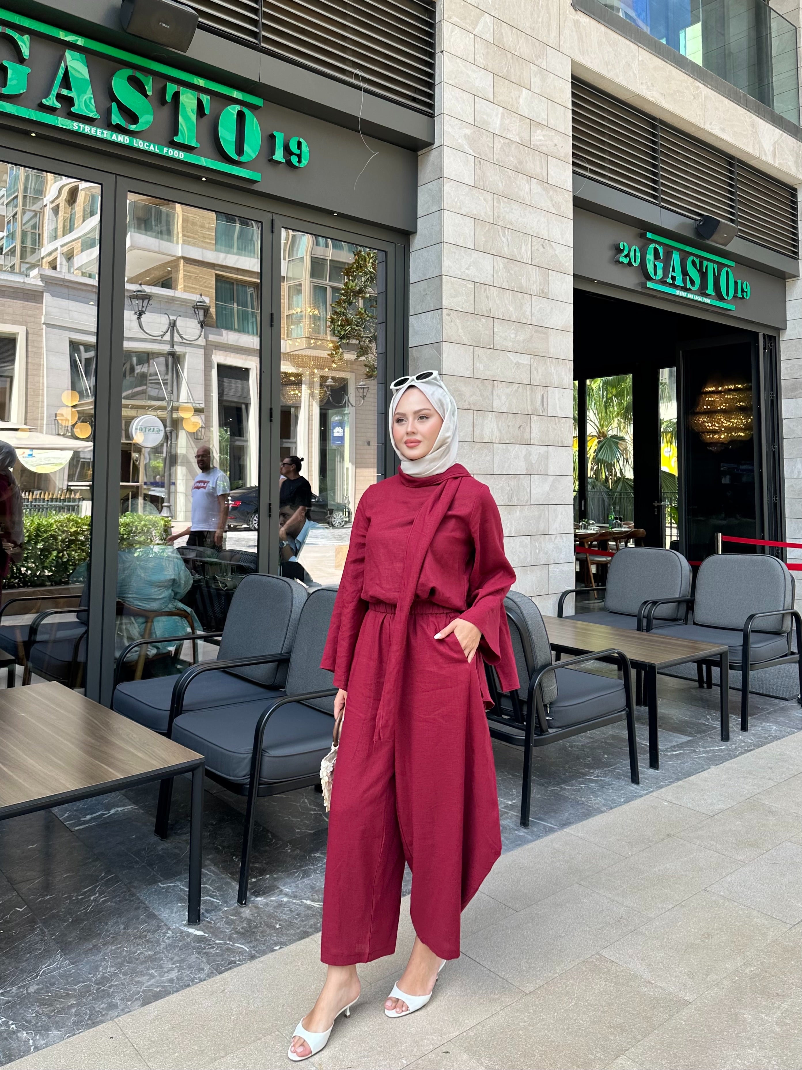 Şalvar model takım bordo