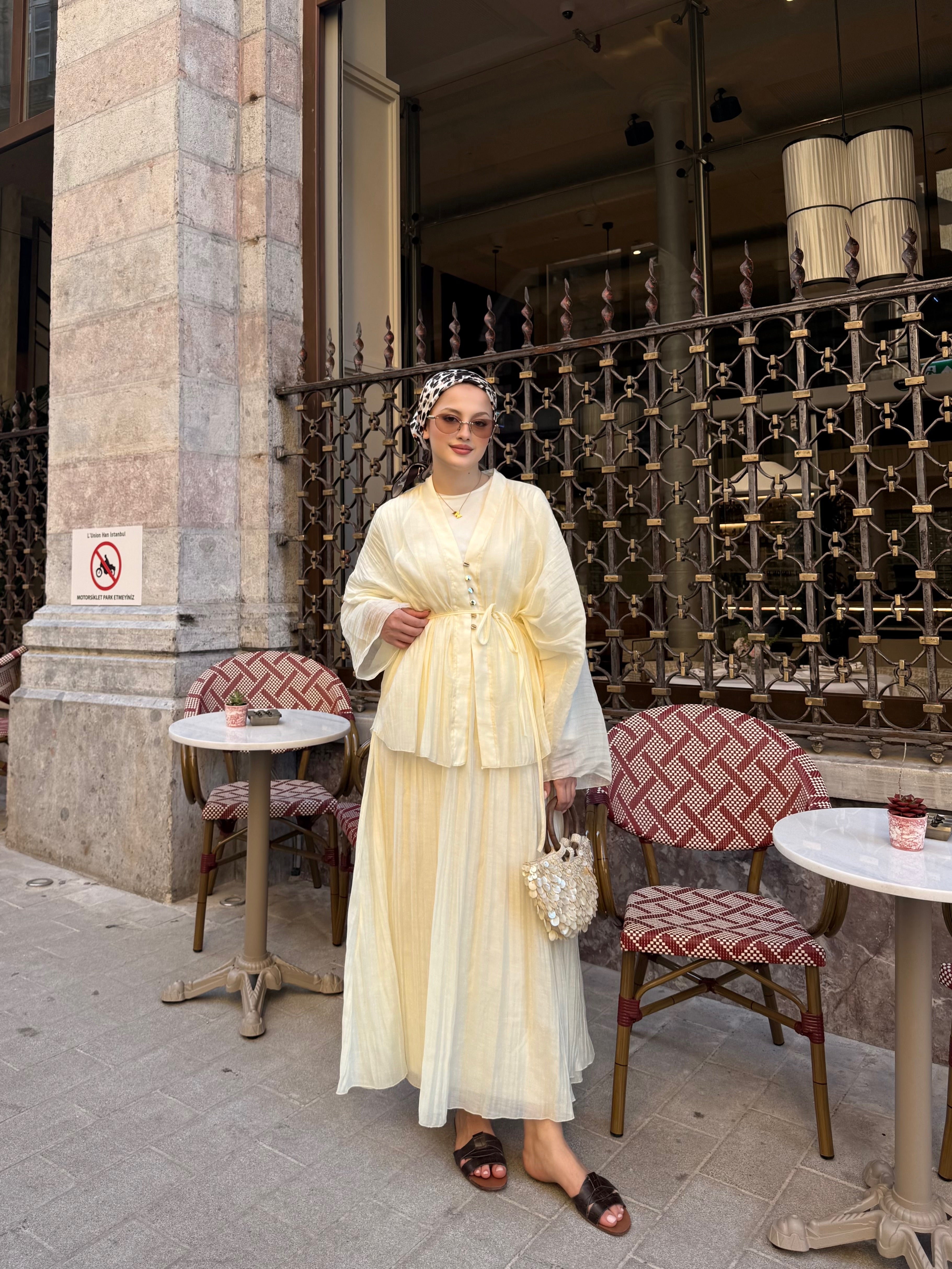 Arya takım 3 lü tereyağ sarısı