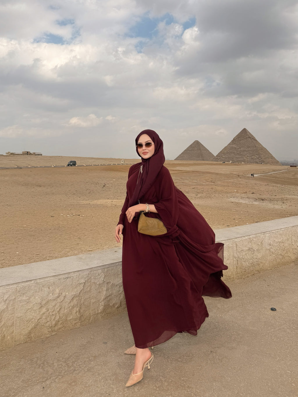 şal dahil abaya bordo