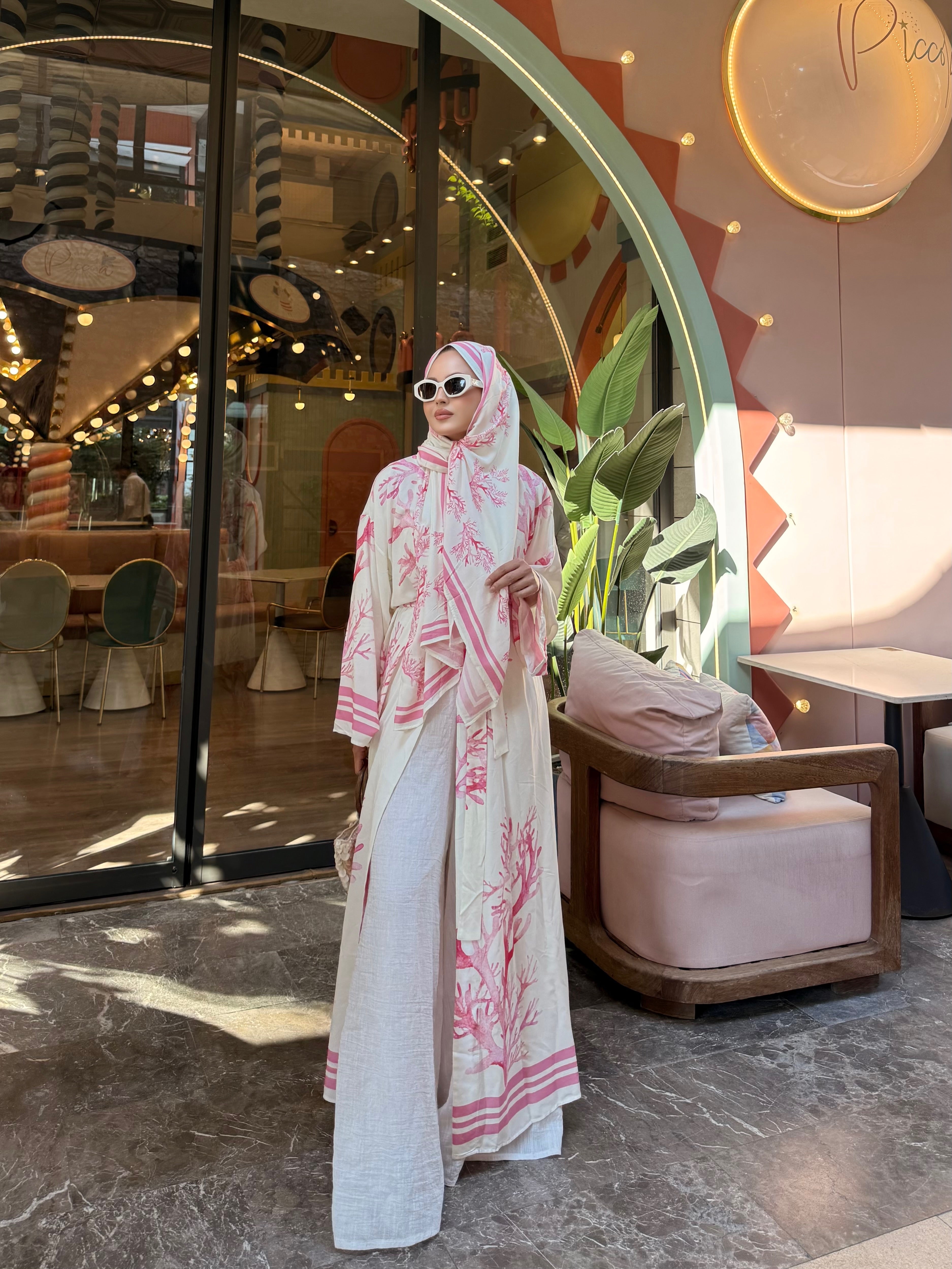 Pamuklu abaya pembe
