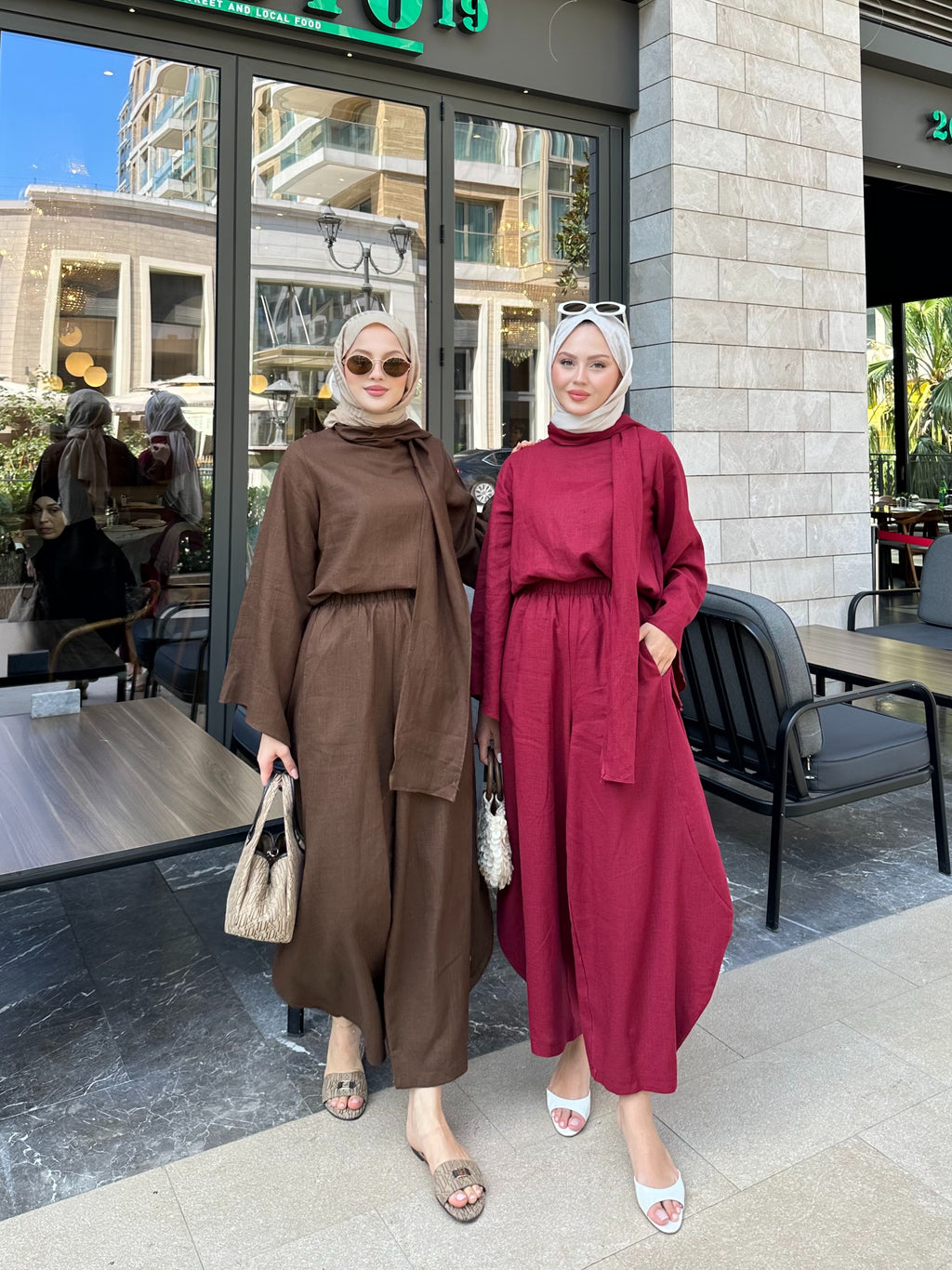 Şalvar model takım bordo