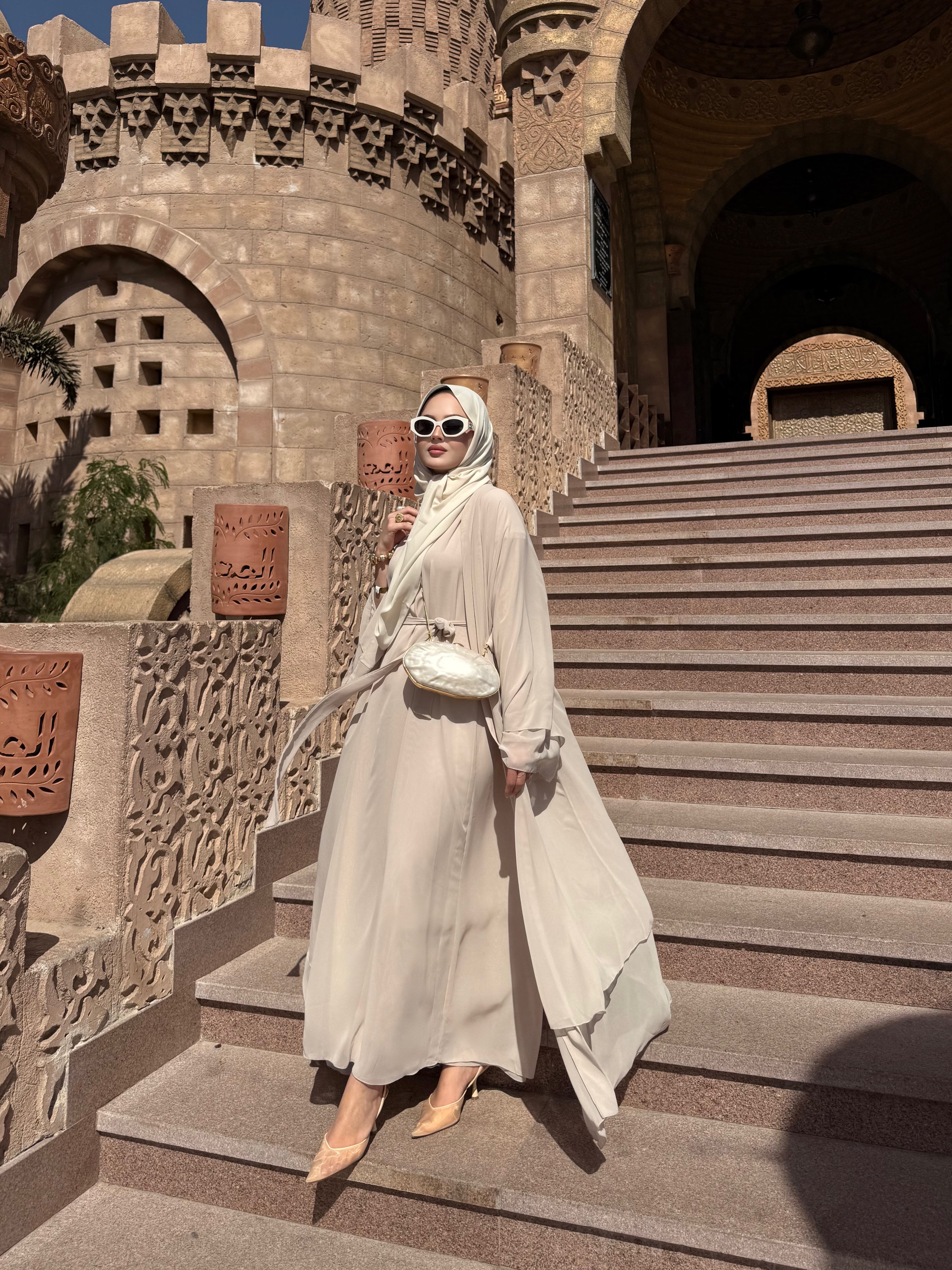 Şal dahil abaya krem