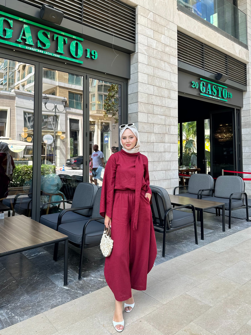 Şalvar model takım bordo
