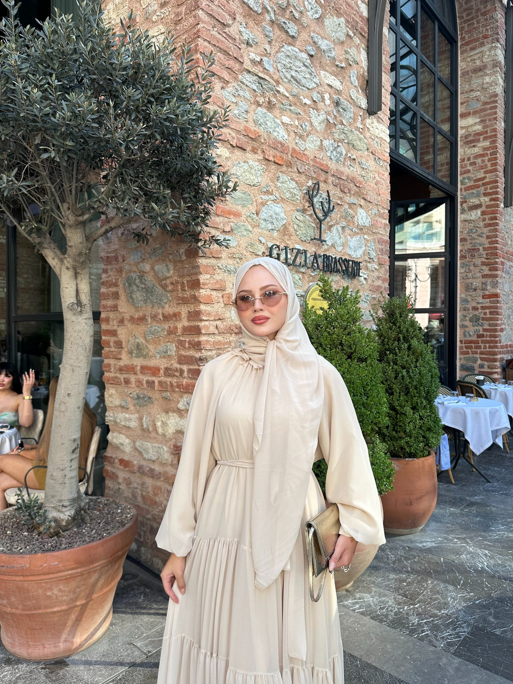 Rosa abaya taş (şal dahil)